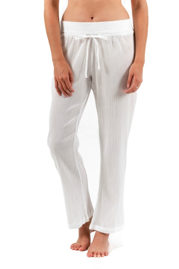Beach Resort Pants | Crinkle Cotton | White 