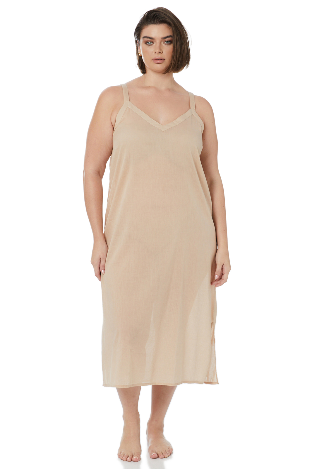 Bella Maxi Wide Srap Dress Slip, Cotton