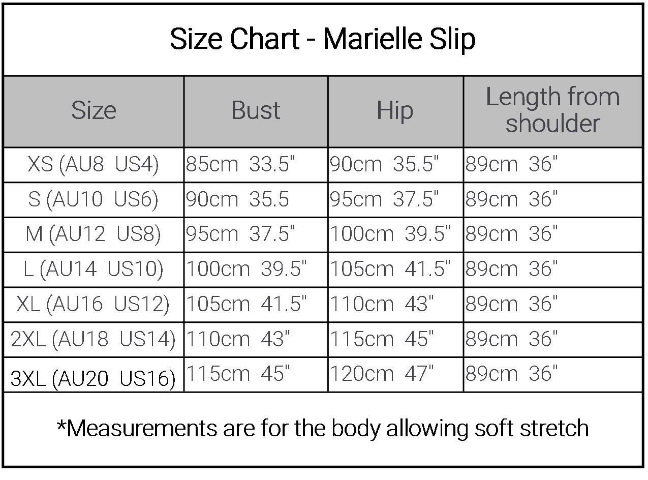 Slip On Size Chart