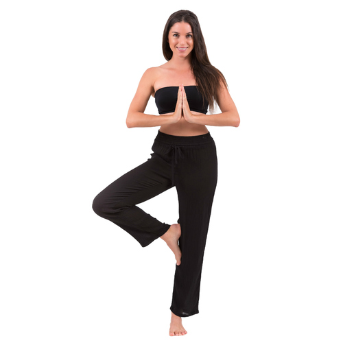 Beach Resort Pants | Viscose Crepe | Black 
