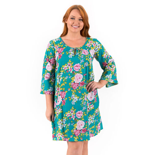 Cotton Tunic Dress | Aloha Teal Floral | XS - 3XL