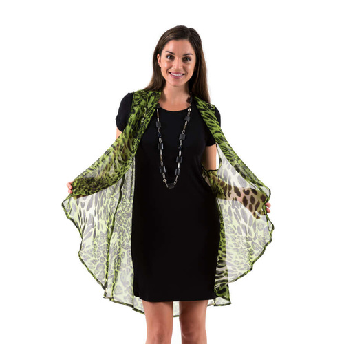 Lola | Kimono or Scarf | Green Leopard