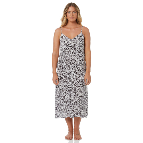 Leopard Print Maxi Slip Dress | Cotton Satin | Sophia | Black & White | XS - 3XL